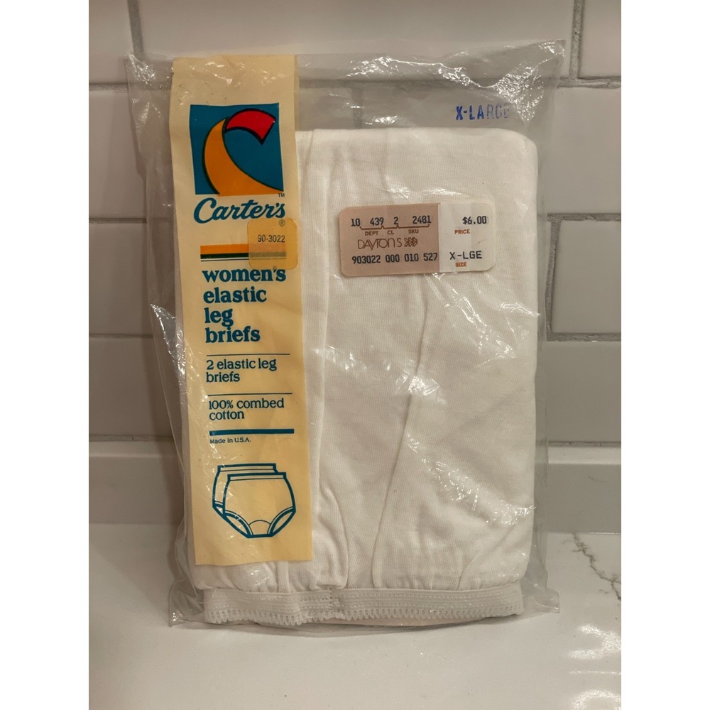 Vintage Carter's Women Briefs Panties Size XL‎ Pack of 2 White New Old Stock